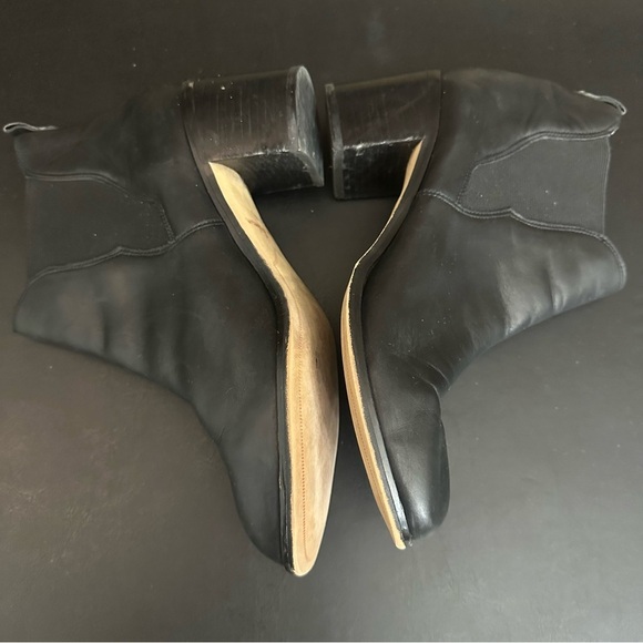 Sam Edelman Justin Black Leather Block Heeled Ankle Pull On Booties Boots 9.5 - Picture 8 of 11
